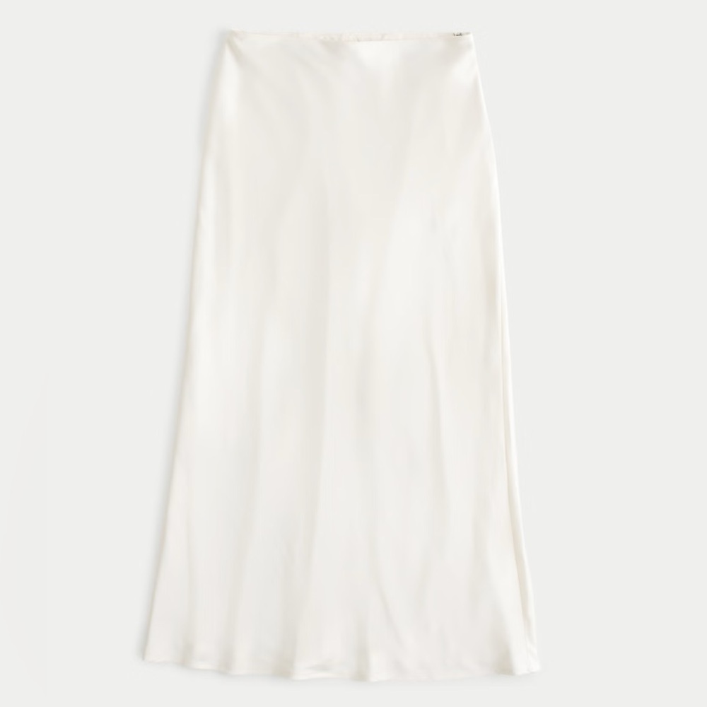 Hollister Satin Midi Skirt in Cream - Size Small NWOT